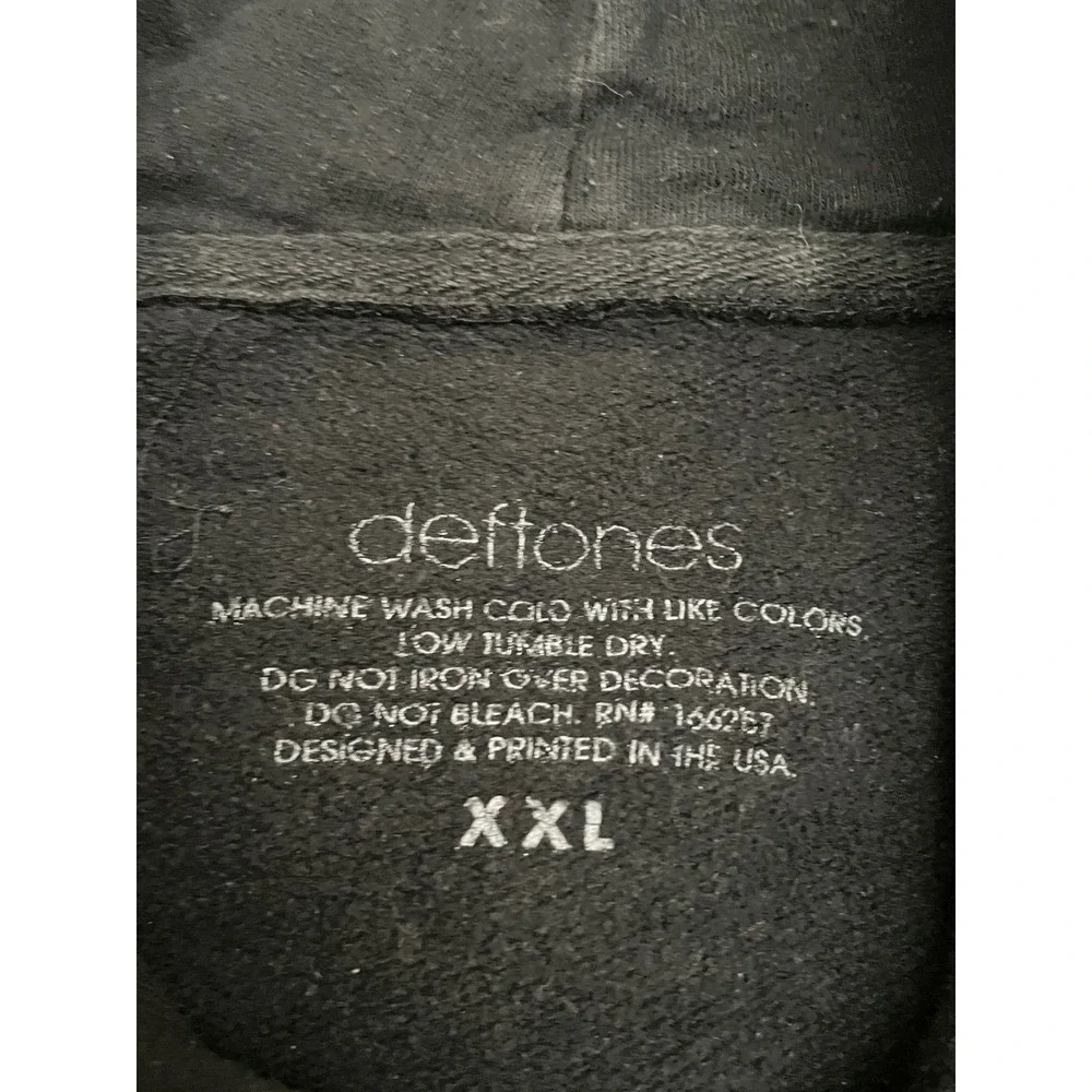 Deftones Spellout Pullover Fleece Hoodie Men's XXL Black Made in USA Band Merch
